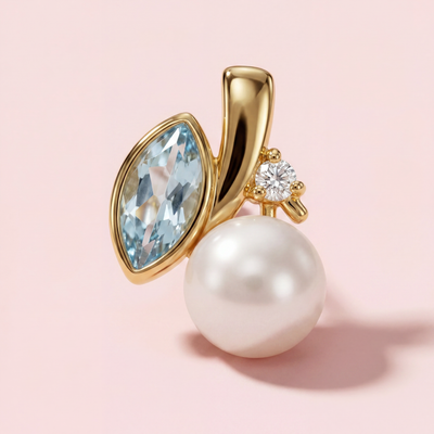 Ohrstecker Perle & Blautopas – Gold